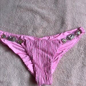 Beach Bunny Pink Bikini Bottom with Gem Accents